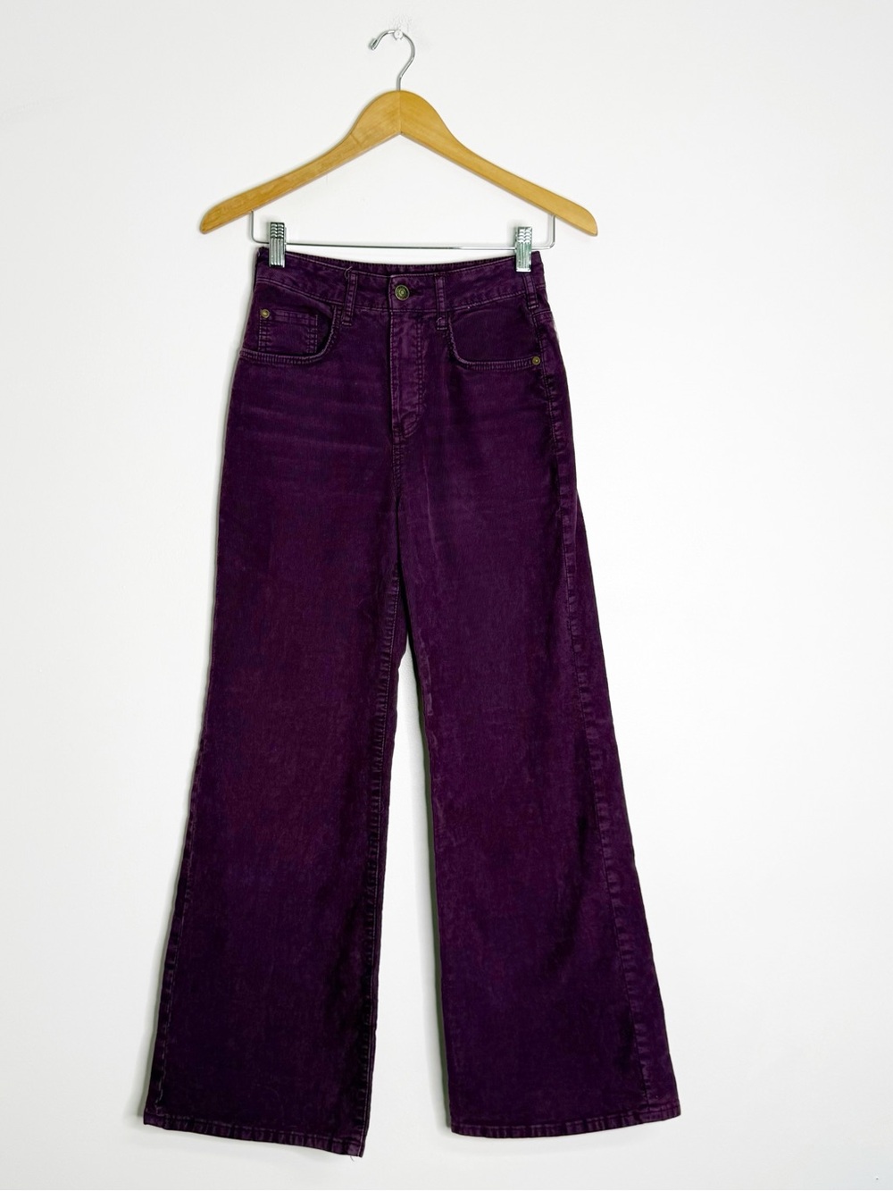 Pilcro Corduroy Wide Leg Pants Size 24 Purple High Rise Anthropologie